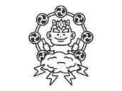 黄鬼の雷様のアイコン（線画）の無料イラスト｜透過PNG・商用利用OK