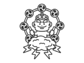 青鬼の雷様のアイコン（線画）の無料イラスト｜透過PNG・商用利用OK
