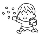 豆まきをする、男の子のアイコン（線画）の無料イラスト｜透過PNG・商用利用OK