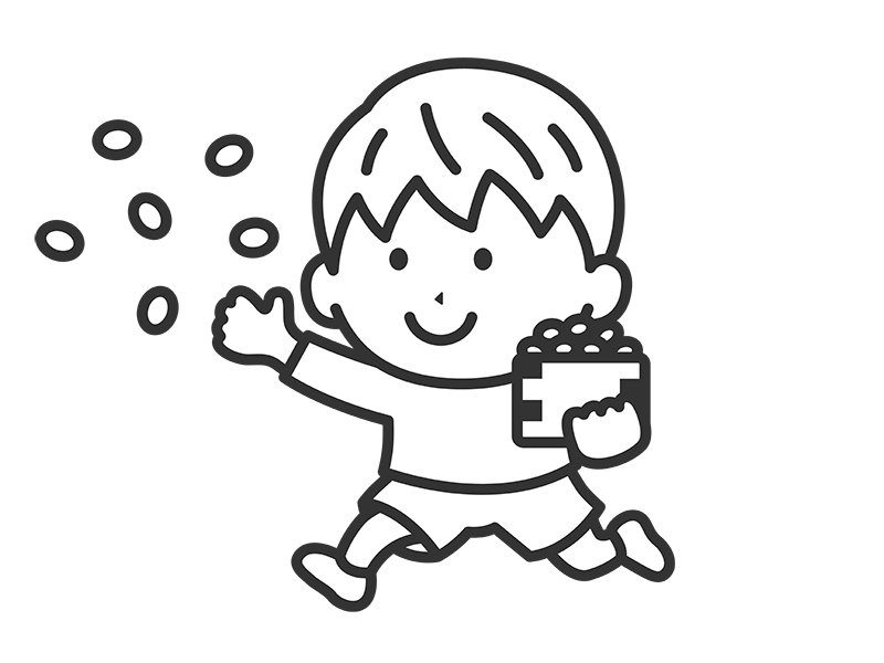 Free illustration of a boy icon (line drawing) throwing beans