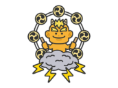 黄鬼の雷様のアイコン（線画カラー）の無料イラスト｜透過PNG・商用利用OK