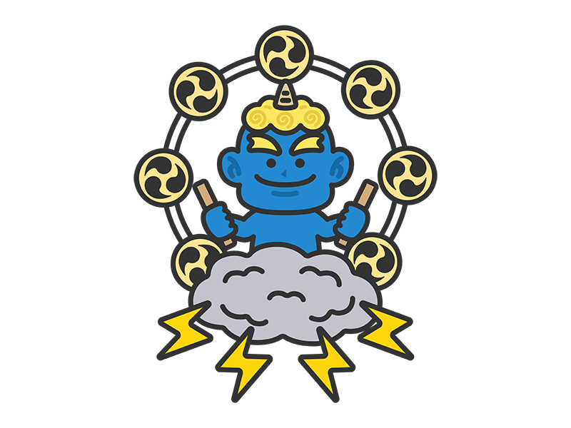 Free illustration of blue demon lightning icon (line drawing color)