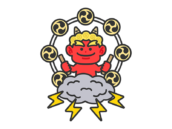 赤鬼の雷様のアイコン（線画カラー）の無料イラスト｜透過PNG・商用利用OK