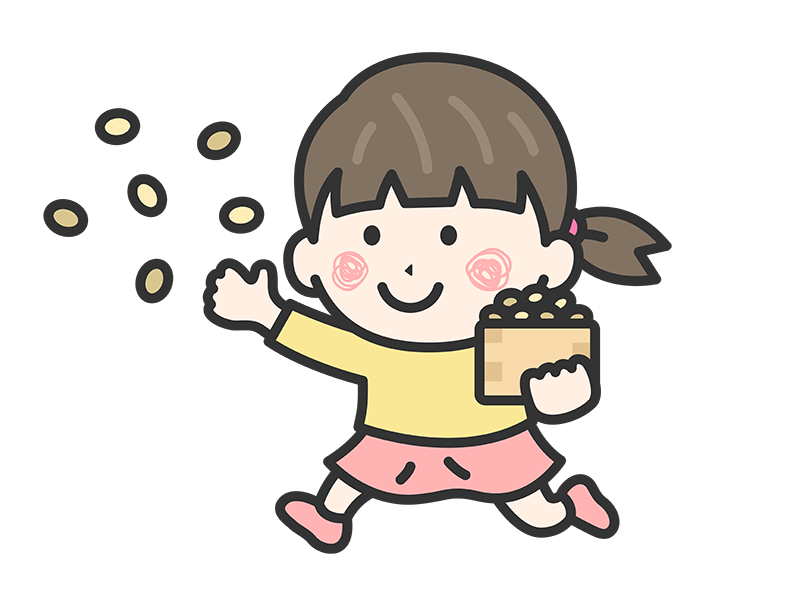 Free illustration of a girl icon (line drawing color) throwing beans