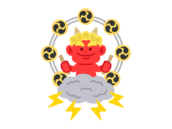 赤鬼の雷様のアイコンの無料イラスト｜透過PNG・商用利用OK