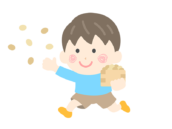 豆まきをする、男の子のアイコンの無料イラスト｜透過PNG・商用利用OK