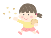 豆まきをする、女の子のアイコンの無料イラスト｜透過PNG・商用利用OK