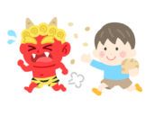 赤鬼を対峙する、男の子のアイコンの無料イラスト｜透過PNG・商用利用OK