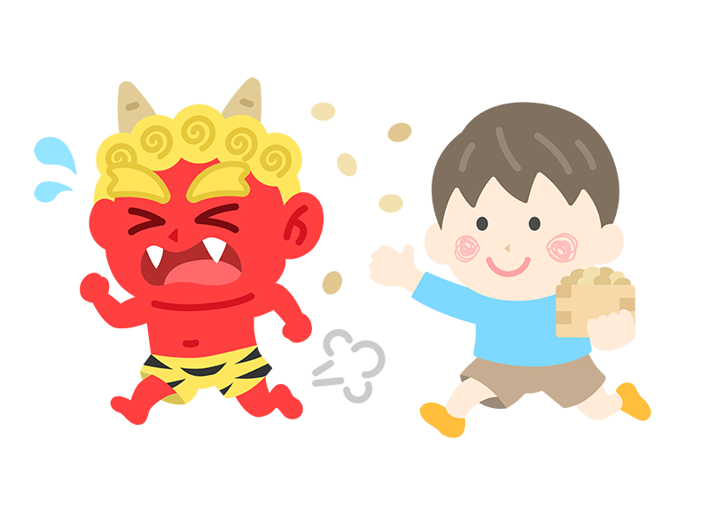Free illustration of a boy icon confronting a red demon