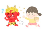 赤鬼を対峙する、女の子のアイコンの無料イラスト｜透過PNG・商用利用OK