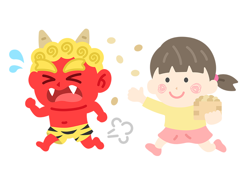Free illustration of a girl icon confronting a red demon