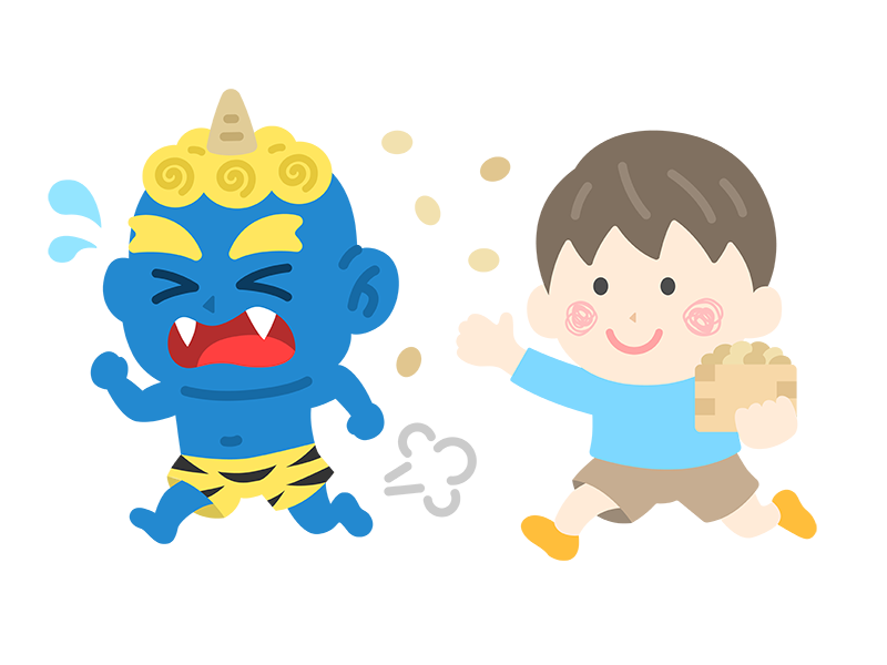 Free illustration of a boy icon confronting a blue demon