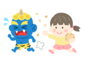 青鬼を対峙する、女の子のアイコンの無料イラスト｜透過PNG・商用利用OK