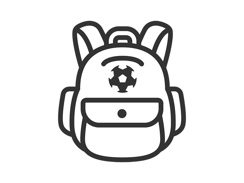 サッカーボールデザインのリュックサックのアイコン（線画）の無料イラスト｜透過PNG・商用利用OK