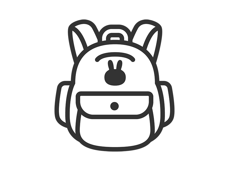 うさぎデザインのリュックサックのアイコン（線画）の無料イラスト｜透過PNG・商用利用OK