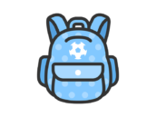 水色のリュックサックのアイコン（線画カラー）の無料イラスト｜透過PNG・商用利用OK