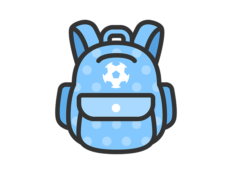 水色のリュックサックのアイコン（線画カラー）の無料イラスト｜透過PNG・商用利用OK