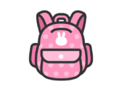 ピンク色のリュックサックのアイコン（線画カラー）の無料イラスト｜透過PNG・商用利用OK