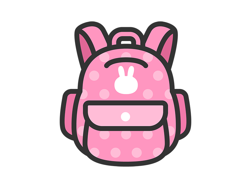 ピンク色のリュックサックのアイコン（線画カラー）の無料イラスト｜透過PNG・商用利用OK