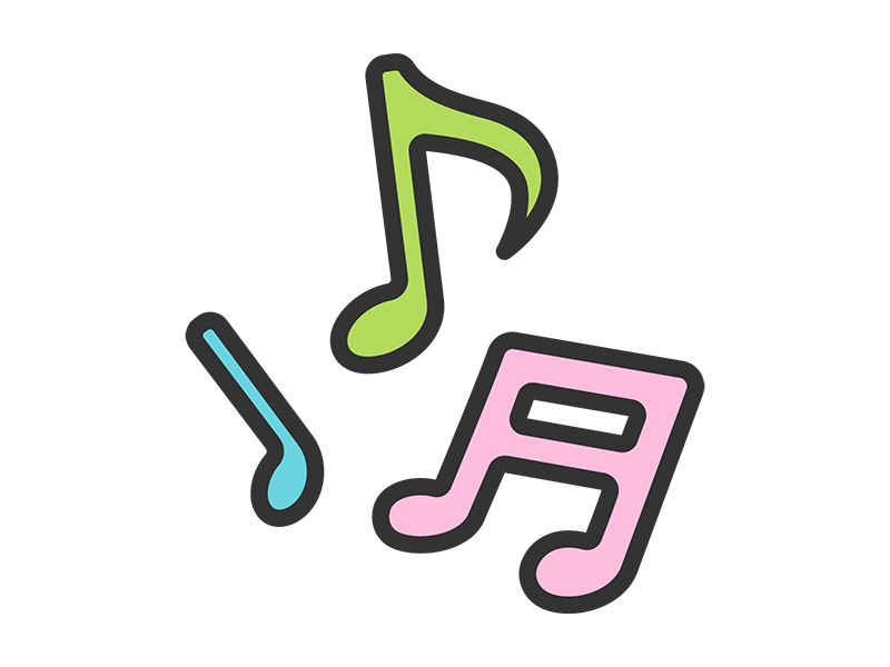 音符のアイコン（線画カラー）の無料イラスト｜透過PNG・商用利用OK