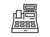 レジのアイコン（線画）の無料イラスト｜透過PNG・商用利用OK