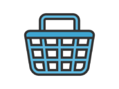 買い物かごのアイコン（線画カラー）の無料イラスト｜透過PNG・商用利用OK