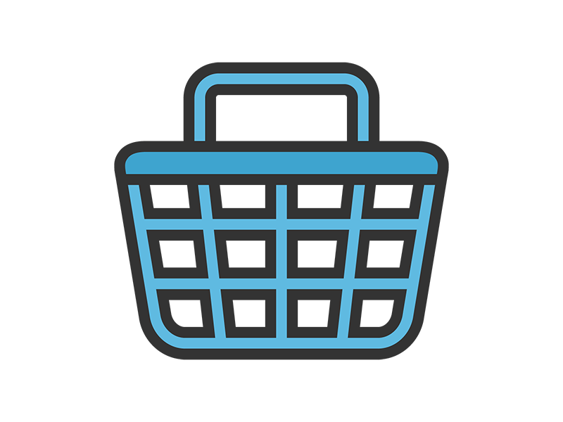 Free illustration of shopping cart icon (line drawing color)