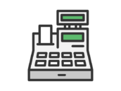 レジのアイコン（線画カラー）の無料イラスト｜透過PNG・商用利用OK