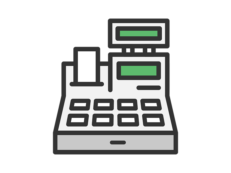 レジのアイコン（線画カラー）の無料イラスト｜透過PNG・商用利用OK