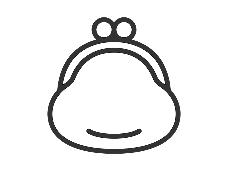 がま口財布のアイコン（線画）の無料イラスト｜透過PNG・商用利用OK