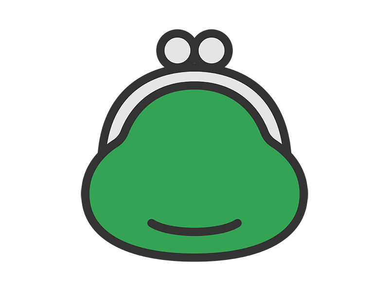 がま口財布のアイコン（線画カラー）の無料イラスト｜透過PNG・商用利用OK