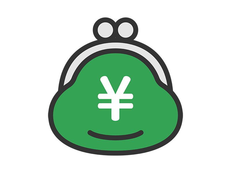 円マークのついた、がま口財布のアイコン（線画カラー）の無料イラスト｜透過PNG・商用利用OK