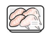 スーパーのパックに入った、生の手羽先のアイコン（線画カラー）の無料イラスト｜透過PNG・商用利用OK