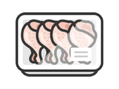 スーパーのパックに入った、生の手羽元のアイコン（線画カラー）の無料イラスト｜透過PNG・商用利用OK