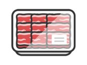 スーパーのパックに入った、牛ばら肉のアイコン（線画カラー）の無料イラスト｜透過PNG・商用利用OK