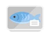 スーパーのパックに入った、魚のアイコンの無料イラスト｜透過PNG・商用利用OK
