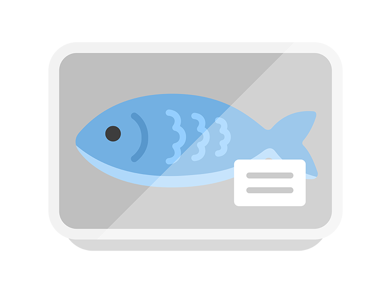 Free illustration of a fish icon in a supermarket pack