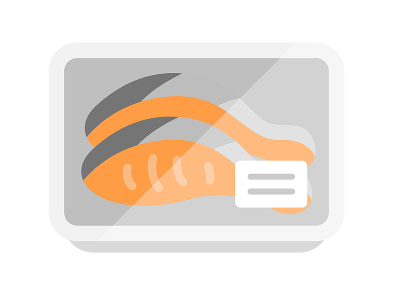 Free illustration of a salmon fillet icon in a supermarket pack