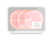 スーパーのパックに入った、ロースハムのアイコンの無料イラスト｜透過PNG・商用利用OK
