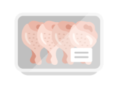 スーパーのパックに入った、生の手羽元のアイコンの無料イラスト｜透過PNG・商用利用OK