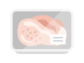 スーパーのパックに入った、鶏モモ肉のアイコンの無料イラスト｜透過PNG・商用利用OK