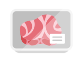 スーパーのパックに入った、フィレステーキ肉のアイコンの無料イラスト｜透過PNG・商用利用OK