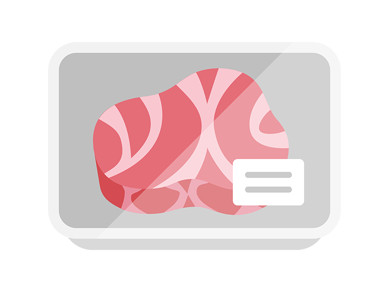 スーパーのパックに入った、フィレステーキ肉のアイコンの無料イラスト｜透過PNG・商用利用OK