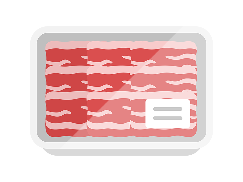 スーパーのパックに入った、牛ばら肉のアイコンの無料イラスト｜透過PNG・商用利用OK