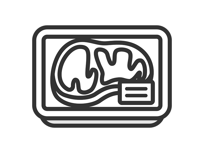 スーパーのパックに入った、ステーキ肉のアイコン（線画）の無料イラスト｜透過PNG・商用利用OK