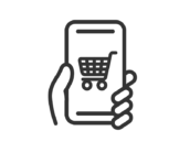 スマホでショッピングするアイコン（線画）の無料イラスト｜透過PNG・商用利用OK