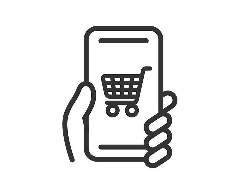 スマホでショッピングするアイコン（線画）の無料イラスト｜透過PNG・商用利用OK