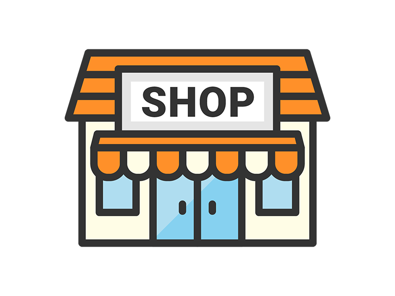 ショップのアイコン（線画カラー）の無料イラスト｜透過PNG・商用利用OK