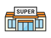 スーパーマーケットのアイコン（線画カラー）の無料イラスト｜透過PNG・商用利用OK