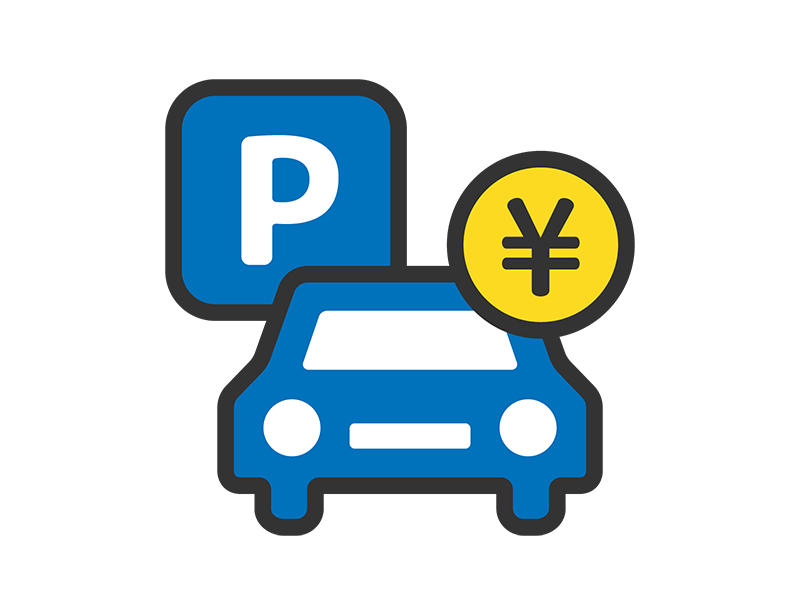 有料駐車場のアイコン（線画カラー）の無料イラスト｜透過PNG・商用利用OK